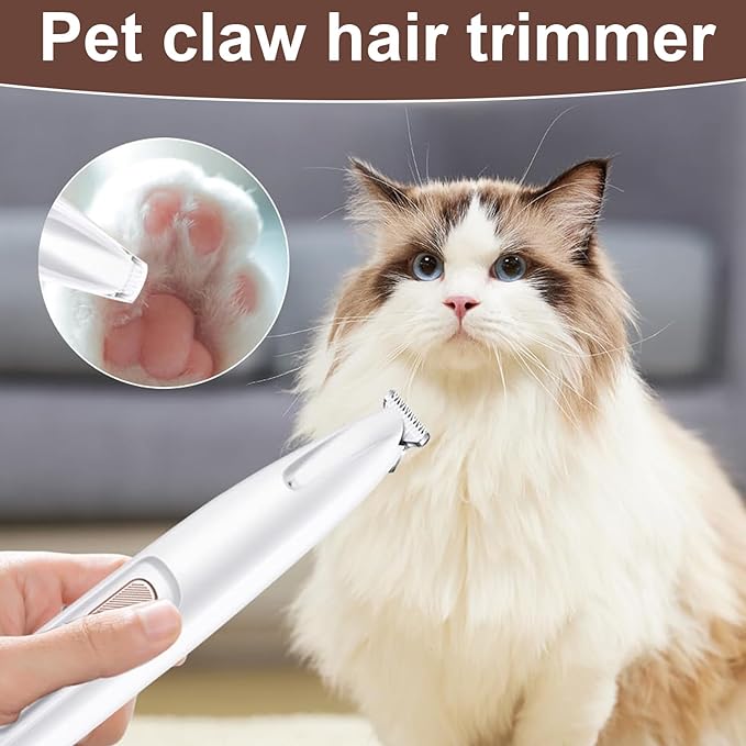 Dog Paw Trimmer,2025 Upgrades Dog Paw Trimmer with LED Light,18 mm Widen Blade, 35 dB Low Noise,Rechargeable Pet Electric Hair Clipper for Dogs and Cats(with Replacement Blades)