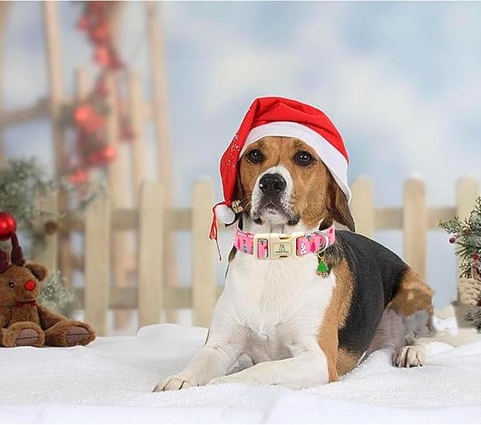 Lionheart glory Christmas Dog Collar, Pink Christmas Tree Dogs Collar Adjustable Soft Comfortable Collars for Small Dogs Girl or Boy Pet Gift Fall Cute Collar