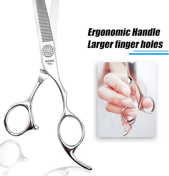 Polished Dog Grooming Scissors Set with Simulation Diamond 440C Stainless Steel Thinner Curved Straight Chunker Shears with Comb 7.5''