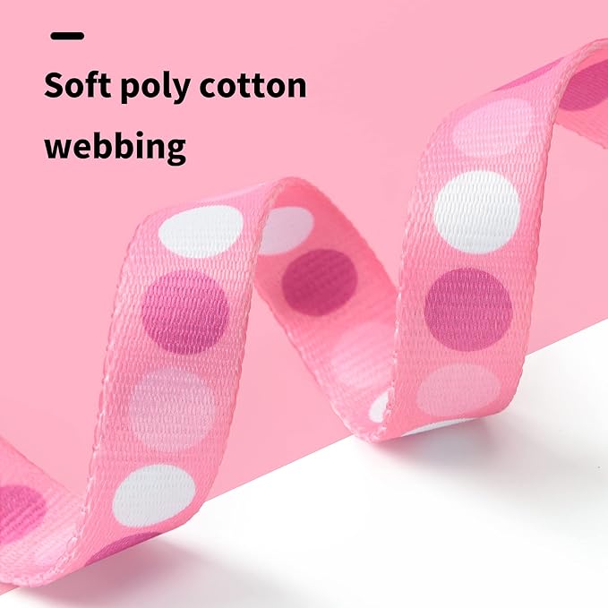 Mile High Life Dog Collar | Cute Puppy Collars | Lightweight Girl Dog Collar | Soft Boy Dog Collars | w Geometric Plaid Wave Line Pattern (Pink Big Dots, Large)