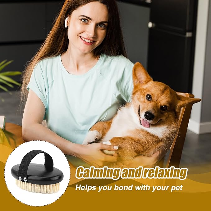Pet Palm Brush for Dogs & Cats, Puppy Hand Brush for Massaging Grooming Shedding, Soft Bristle Kitten Brush Efficient Pet Loose Hair Remover Comb Supplies for Long and Short Hair Pets(Black)