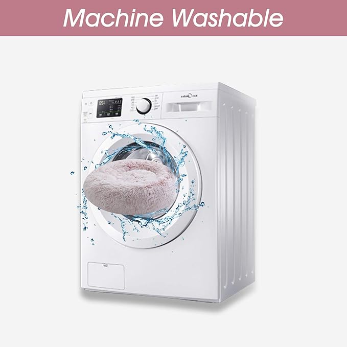 WESTERN HOME WH Calming Dog & Cat Bed, Anti-Anxiety Donut Cuddler Warming Cozy Soft Round Bed, Fluffy Faux Fur Plush Cushion Bed for Small Medium Dogs and Cats