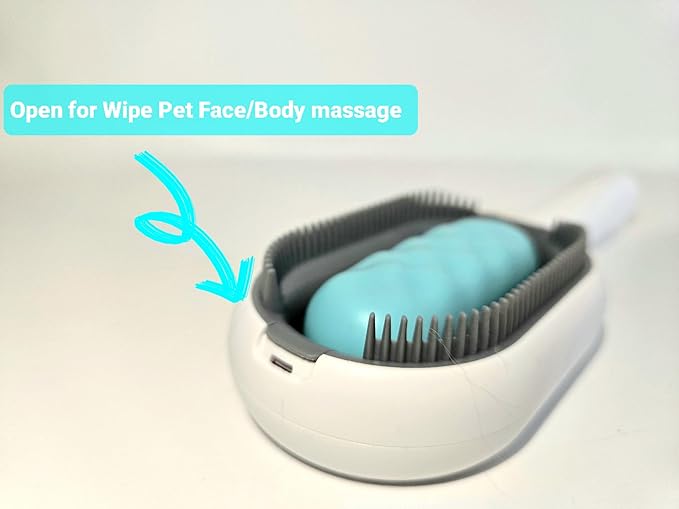 Pet Comb Premium Quality Pet Grooming Kit- Dogs, Cats of size S/M/L. 3 in 1 use of Wipe Face/Body, Clean Hair, Pet Massage by FURR-CARE, blue