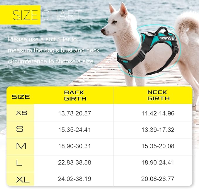 Demigreat Service Dog Harness, Reflective Dog Vest Harness with 5 PCS Patches, Adjustable Soft Oxford Pet Harness, Inner Layer Mesh, Easy to Control for Dogs