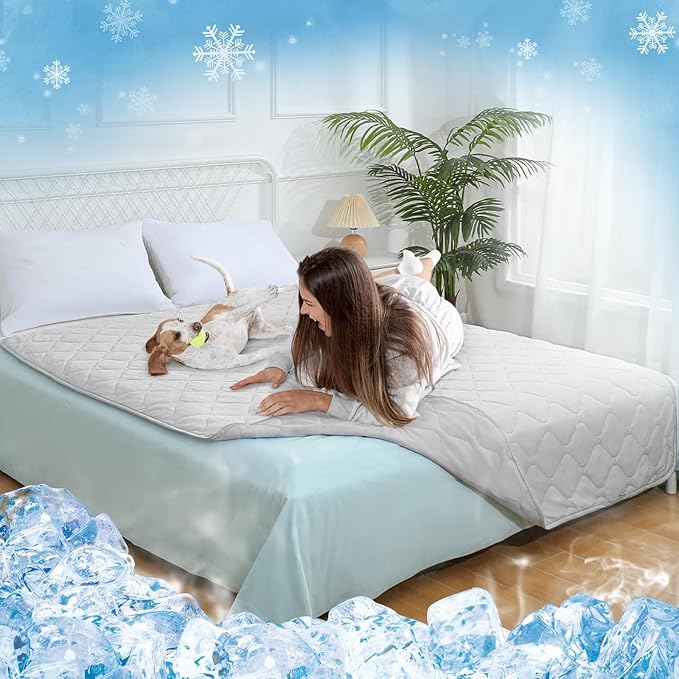 Rywell Cooling Mat 60 * 80IN, Cooling Comforter for Home Use Q-Max>0.5, Cooling&Soft Surfaces for All Seasons,Protect Furniture,Washable Cooling Blanket