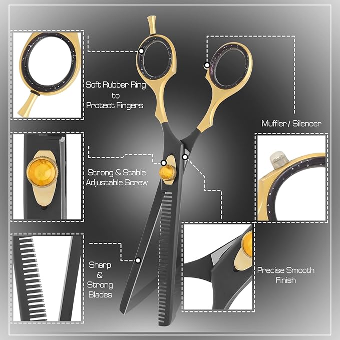 Dog Grooming Scissor,7” Professional Thinning Shear for Dogs with 34 Teeth, Japanese Stainless Steel, Blender Scissors for Dogs, Cats and other Pets with Adjustable Screw