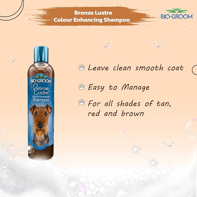 Bio-Groom Bronze Lustre Dog Shampoo - Color Enhancing Pet Shampoo, Dog Bathing Supplies, Puppy Wash, Dog Grooming Supplies, Cruelty-Free, Made in USA, Coat Brightener Shampoo -12 fl oz 1-Pack