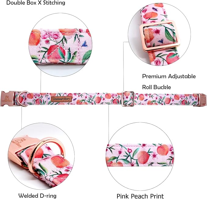 Lionheart glory Pink Dog Collar Peach Dog Collar Girl Soft Durable Adjustable Puppy Gift Collar Spring Collar Dog