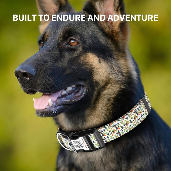 Reflective Dog Collars for Medium Dogs Soft Nylon Camo Green Sized M