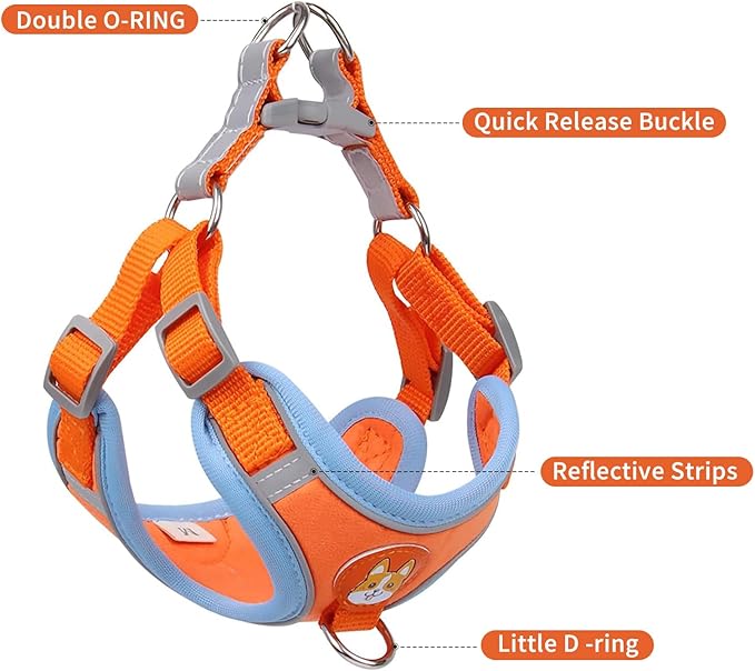Dog Harness, Adjustable No Pull Dog Harness, Comfort Escape Proof Dog Harness, Dog Harness and Leash Set, Reflective Dog Vest Harness, Dog Harness for Small Dogs and Medium Size Dog