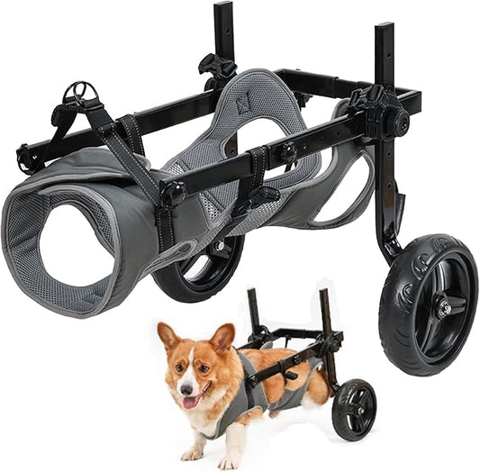 Small Dog Wheelchair for Back Legs, Light Weight Dog&Cat&Pets Wheelchair Cart with Disabled Hind Legs Walking, Adjustable Doggy Wheelchair Cart with Wheels for Back Legs