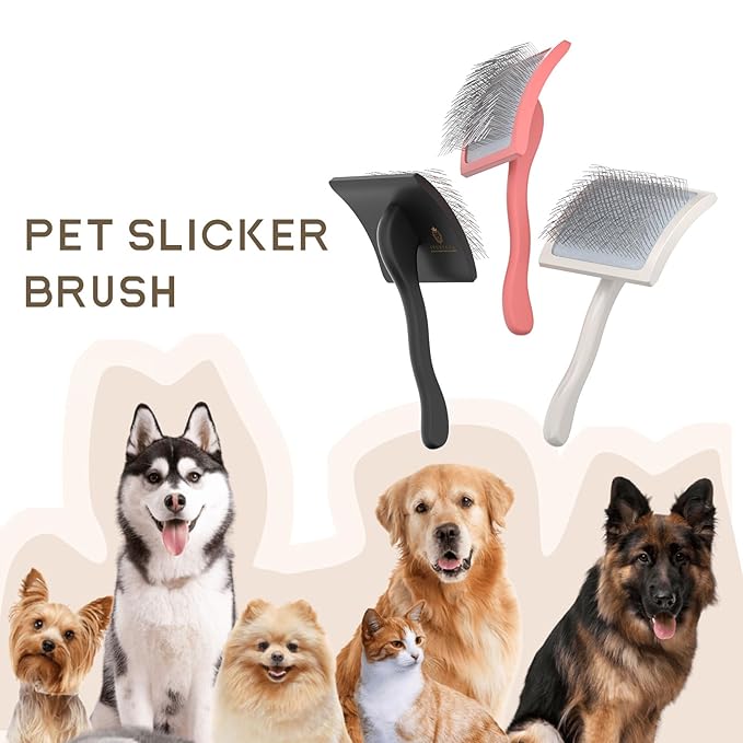 Soft-Touch Slicker Brush – Black – Professional Pet Grooming Brush for Thick & Long-Haired Dogs