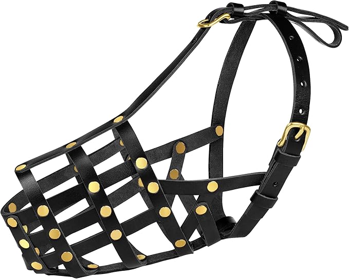 OOPSDOGGY Doberman Dog Muzzle for Large Dogs - Leather Breathable Secure Basket Muzzle for Large Breeds Husky German Shepherd Prevents Biting No Chewing Adjustablу (Black, Size 3 - Doberman)