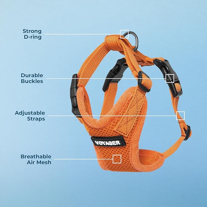 Voyager Step-in Lock Pet Harness - All Weather Mesh, Adjustable Step in Harness for Cats and Dogs by Best Pet Supplies - Orange, XS