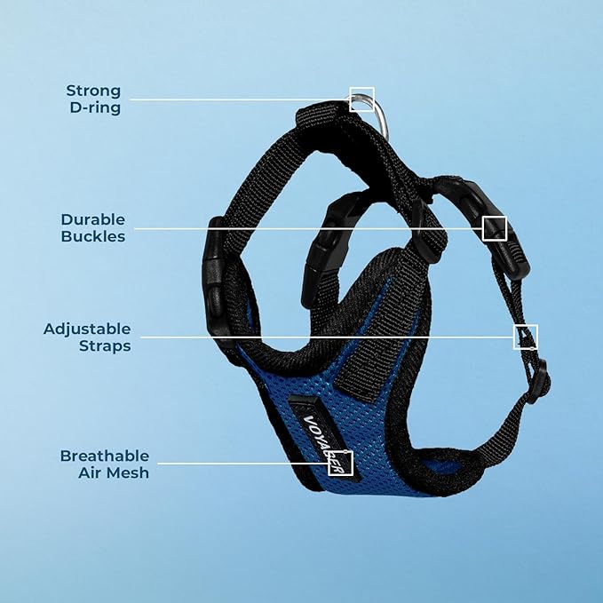 Voyager Step-in Lock Pet Harness - All Weather Mesh, Adjustable Step in Harness for Cats and Dogs by Best Pet Supplies - Royal Blue/Black Trim, S