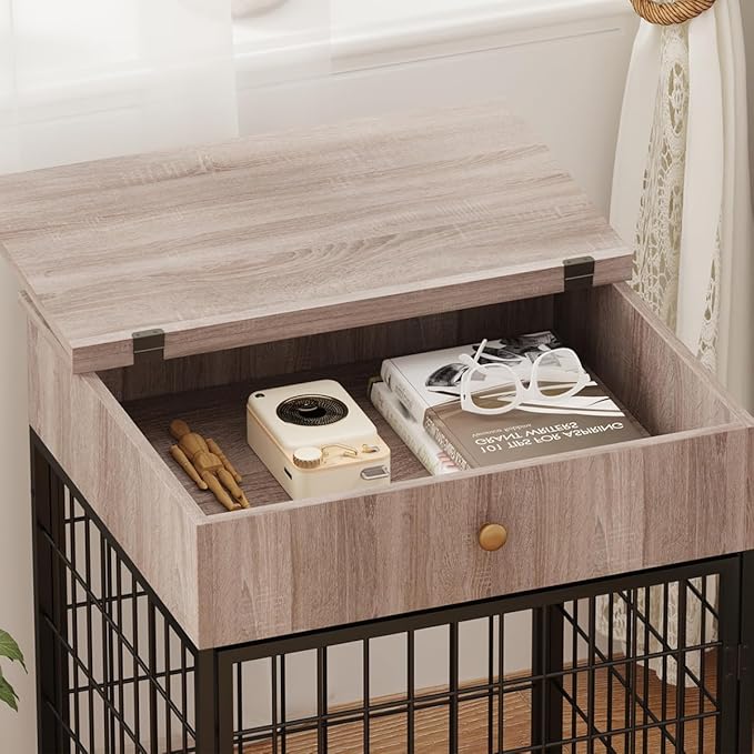 Dog Crate Furniture, Dog Crate Table, Decorative Dog Kennel with Drawer, Indoor Pet Crate End Table for Small Dog