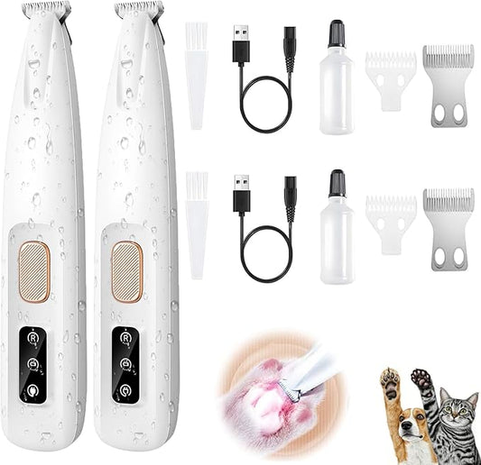 2Set 2025 Upgraded Dog Paw Trimmer with LED Light,Electric Dog Trimmer for Paws,Low Noise Waterproof Rechargeable Paw Hair Trimmer,Pet Paw Trimmer,Pet Hair Clippers for Cats Dogs,Ears,Rump,Face,Eyes