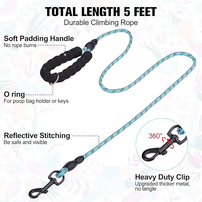 BEAUTYZOO Step in Dog Harness and Leash Set, Floral Pattern Reflective Dog Harness No Pull No Choke Puppy Harness for XXS XS S Dogs Cats, Soft Padded Mesh Vest Harnesses for Girl and Boy Pets