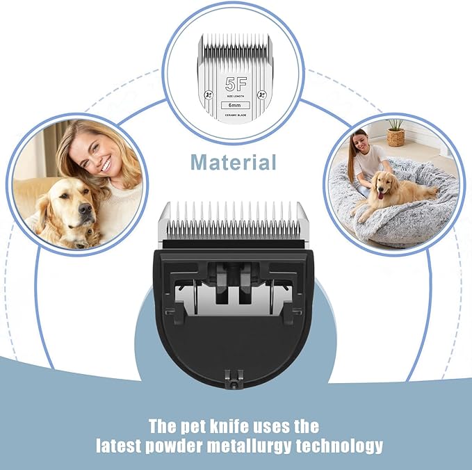 Detachable Pet Dog Grooming Clipper Ceramic Blade,Compatible with Whal Arco, Bravura, Chromado, Creativa, Figura & Motion - Pet, Dog & Horse Clippers,Size 5F Cut Length 1/4"(6mm)