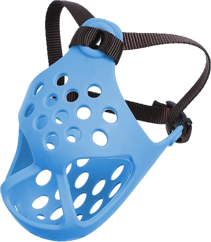 Short Snout Dog Muzzles,Soft Silicone Adjustable Breathable Bulldog Muzzle for Biting Chewing Barking Training,Ideal for Flat-Faced Dogs (Medium/13-15"(Pack of 1), Blue)