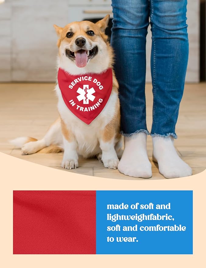 Service Dog in Traning Funny Red Pet Scarf Bandana Pet Walking Accessories for Puppy Triangle Scarf for Small Medium Large Dogs Birthday Party Photo Props Scarf Gifts for Pets and Dog Lovers