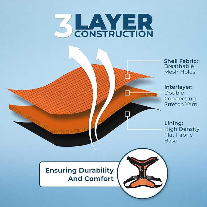 Voyager Step-in Lock Pet Harness - All Weather Mesh, Adjustable Step in Harness for Cats and Dogs by Best Pet Supplies - Orange/Black Trim, S