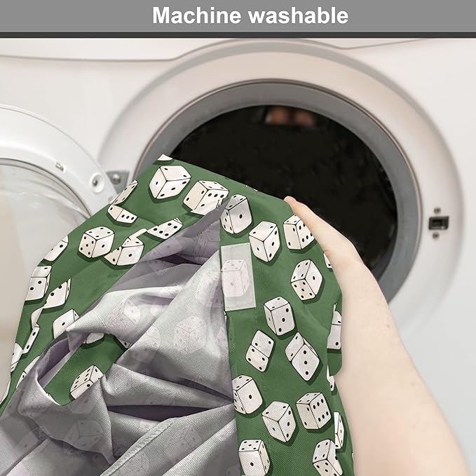 Lunarable Casino Dog Crate Cover, Cartoon Style Dices Pattern on Green Background Chance Game Lucky Jackpot, Easy to Use Pet Kennel Cover for Medium Large Dogs, 42 Inch, Green Cream Black