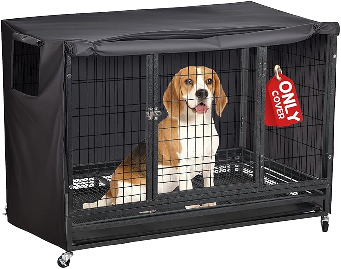 Dog Crate Cover 42 Inch Heavy Duty Durable 600D Polyester Insulated Dog Kennel Cover for Dog Cage, Dog Cage Cover Fit for Most Wire Pet Crates (ONLY Cover)