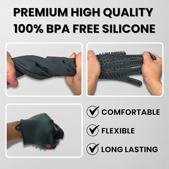 2pcs Pet Grooming Gloves for Cats, Dogs, Rabbits, Horses – Silicone Hair Remover, Shedding Bath Brush, Massage Mitts