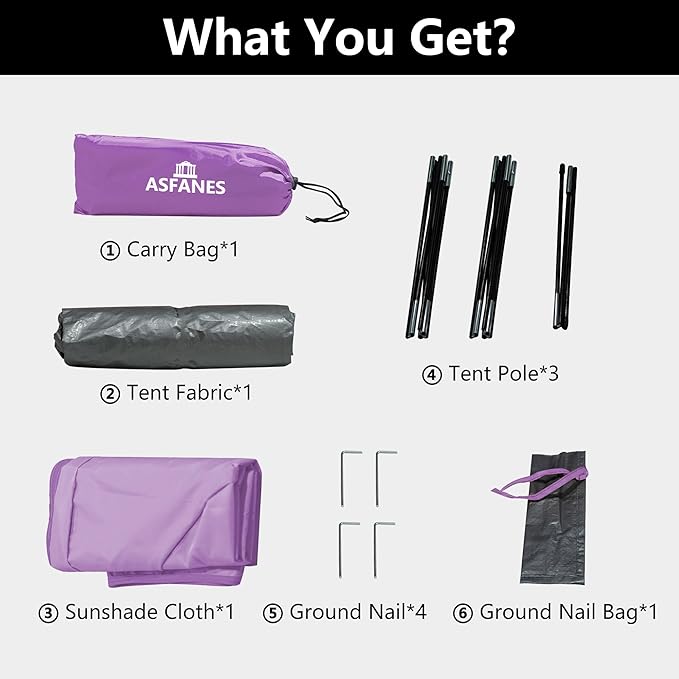 Outdoor Waterproof Pet Camping Tent, Cave Bed for Indoor Cats and Small Dogs, Portable Cat House Dog House, 21.6x21.6x14.9'', Purple, S.