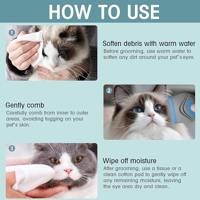 Face Comb for Dogs,Pet Grooming Combs with Rounded FineTeeth,Stainless Steel Tear Stain Remover for Dogs Cats,Lightweight & Portable Pet Grooming Brush Suitable for All Furry Pets