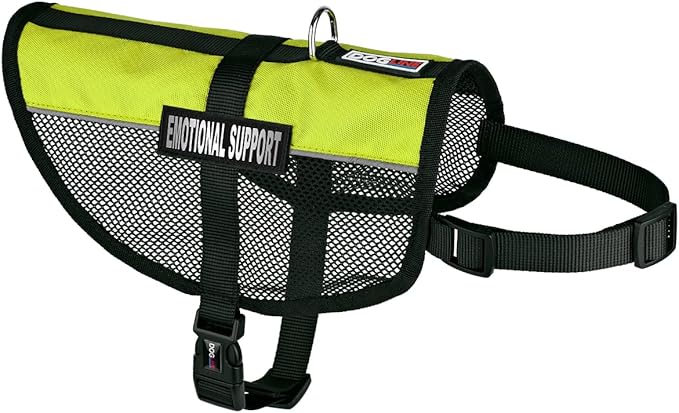 Dogline MaxAire Multi-Purpose Mesh Vest for Dogs and 2 Removable Emotional Support Patches, 30 to 38", Green