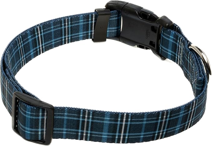 Country Brook Petz - Deluxe Navy Plaid Dog Collar - Made in The U.S.A. - Plaid and Argyle Collection Featuring Charming Designs (1 Inch, Extra Large)