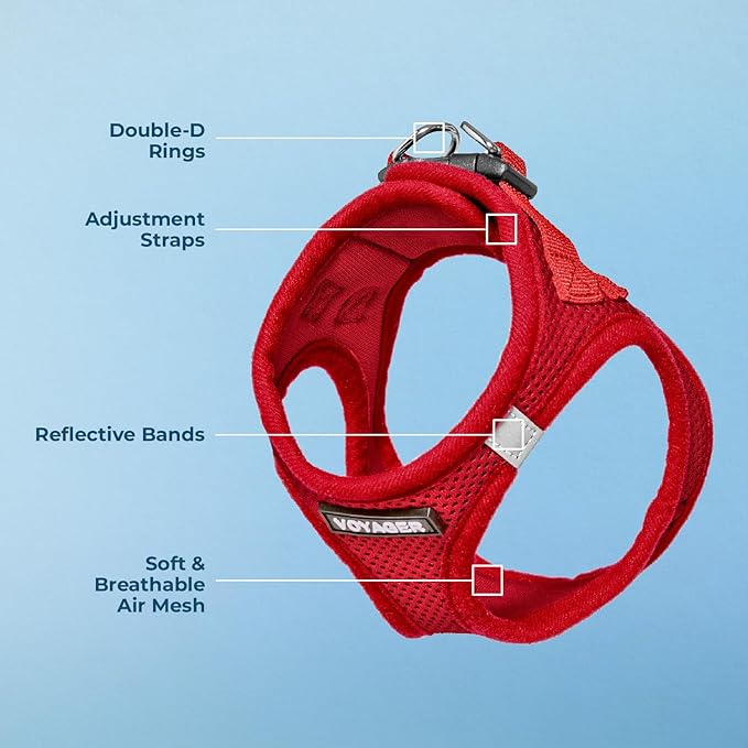 Voyager Step-in Air Dog Harness - All Weather Mesh, Reflective, No Pull Harness for Small, Medium Dogs, Cats - Secure with Hook & Loop Fastener, Buckle, Double D-Rings - Red, M