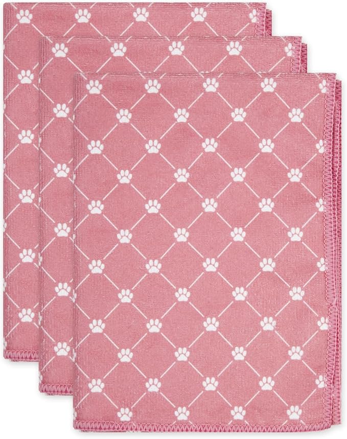 Bone Dry Pet Grooming Towel Collection Absorbent Microfiber X-Large, 41x23.5", Trellis Hunter Green