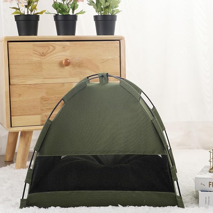 Cute Cat Teepee Cave, Cat Tent Foldable Indoor Outdoor with Thick Mat,Puppy Bed Tent,Bunny Pet Tent Teepee,Portable Dog House Teepee Tent, Cat Bed,Dog Bed Tent,Puppy Bunny,Pet Tent Teepee (I, M)