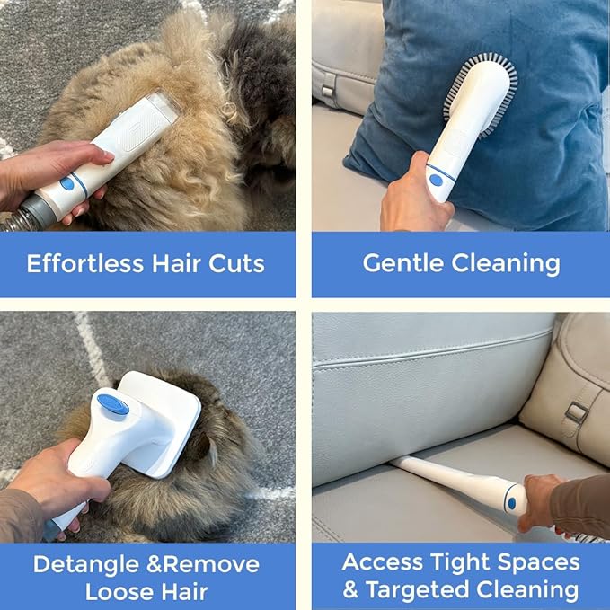 Pet Grooming Vacuum Kit, Dog & Cat Hair Clipper with 13000PA Suction - 3 Adjustable Suction Levels, 5 Grooming Attachments, 2.8L Large Capacity Dust Bin