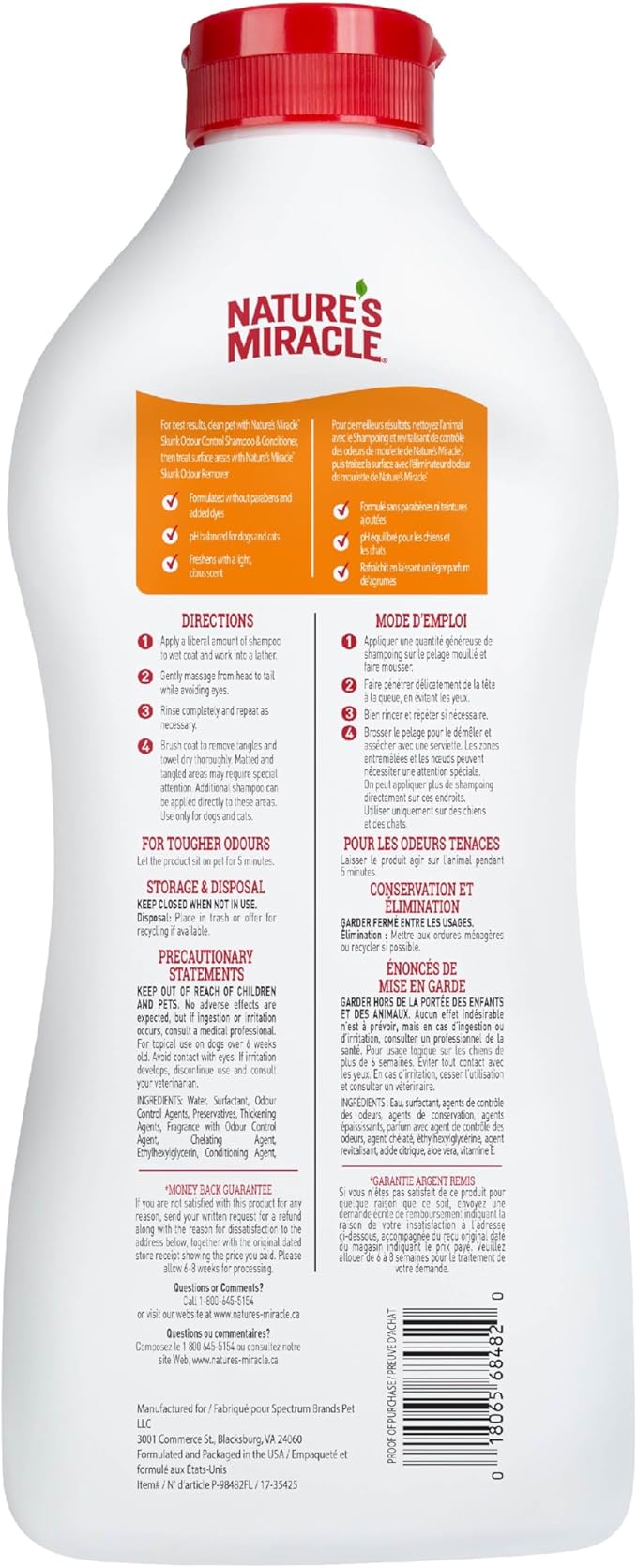 Nature’s Miracle Skunk Odor Control Shampoo & Conditioner Citrus Scent, 32 fl oz