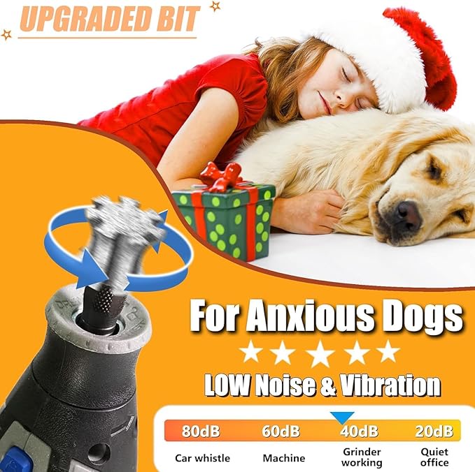 Faster Cooling Pet Nail Grinder Bit Sawtooth Head, Anti-Clogging Diamond Dog Nail Grinding Tip for 1/8" Dremel Rotary Tools & Many Brands for Small Medium Large & Anxious Dogs - SuperC 60#
