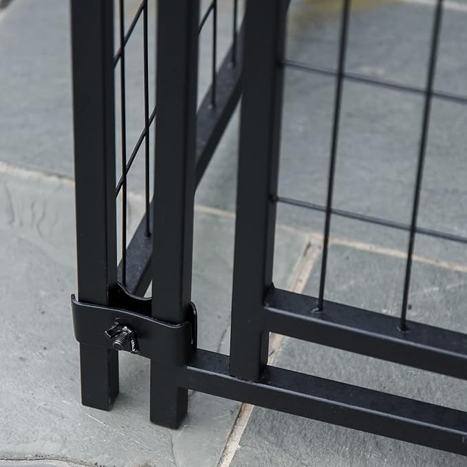 PawHut Outdoor Dog Kennel with Roof, 6' x 4' x 6' Heavy Duty Welded Wire Dog Playpen Enclosure with Escape-Proof Lock, UV-Resistant & Waterproof Cover, for Large Dogs, Silver