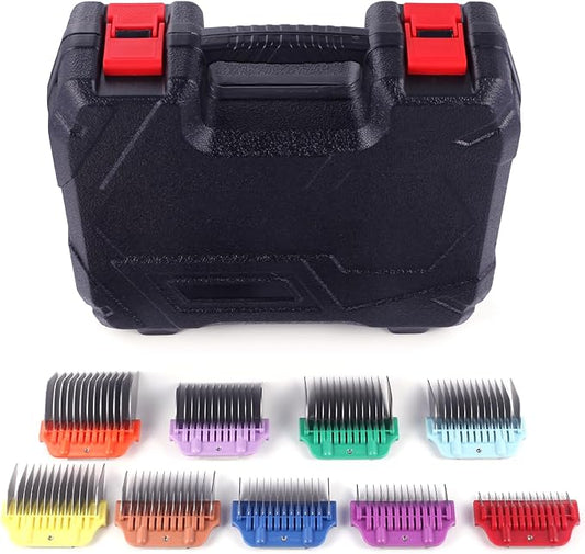 Dog Animal Stainless Steel Wide Clipper Attachment Guard Comb Set for A5 Series | Snap-On/Off Design Combs,Only Fir for 10W/15W/30W Wide Blade (9-Piece)