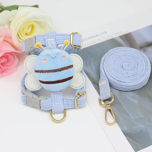 Leashes Set Pet Walking Training Pet Summer Set Adjustable for Small Medium Large Dogs Cute Dog Harness Puppy Harness Soft Small Dog Vest for Girl Easy Control Dog Vest Harness Bee（Blue,L）