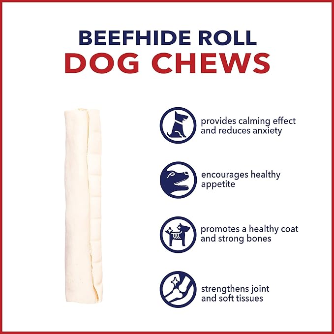 Pet Factory American Beefhide 8-9" Rolls Dog Chew Treats - Natural Flavor, 8 Count/1 Pack
