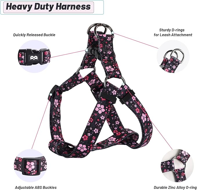 QQPETS Dog Harness Leash Set Adjustable Heavy Duty No Pull Halter Harnesses for Small Medium Large Breed Dogs Back Clip Anti-Twist Perfect for Walking