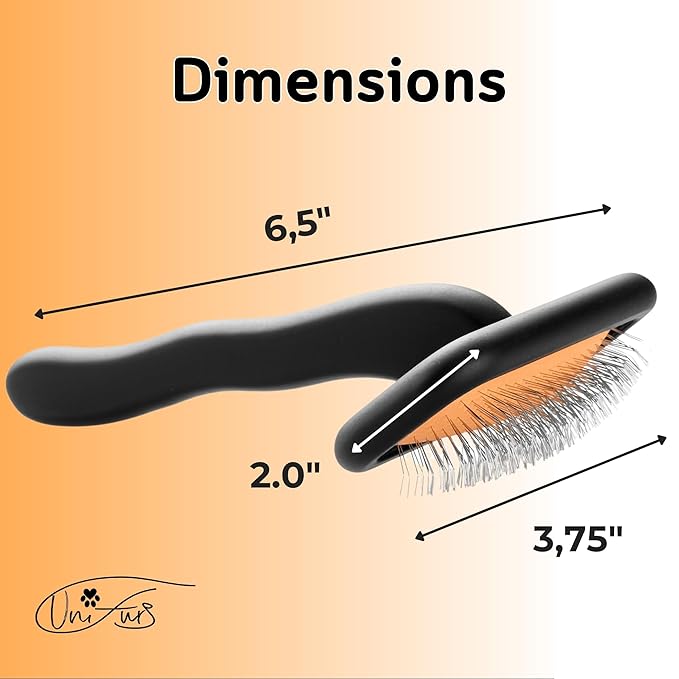 Black Dog Slicker Brush for Shedding & Grooming | Fluff & Volumize | Soft Bristles & Vented Cushion | Matt Rubberized Paint | Grippy Handle | Dog & Cat Brush | Wire Brush | Orange Details