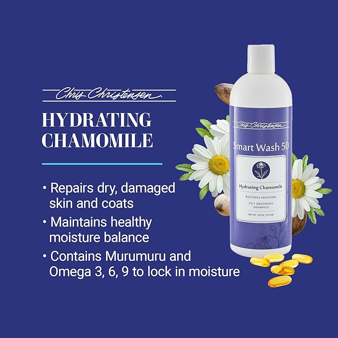 Chris Christensen Smartwash50 Hydrating Blend Ultra Concentrated Dog Shampoo, Makes Up to 50 Bottles, Groom Like A Professional, Delightfully Fragranced, Suitable for All Coats, Made in USA, 16 Oz