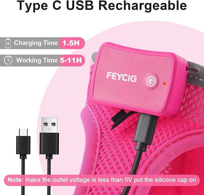 Light Up Dog Harness,LED Dog Harness Rechargeable, Lighted Dog Vest Harness for Night Walking,Reflective Safety Vest for Small Medium Large Dogs,Adjustable Soft Mesh,Pink,S