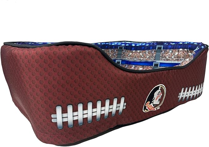 NCAA Florida State Seminoles Stadium Dog Bed, Pet Pillow Bed for Dogs, Sporty Football Dog Bed and Lounge Cushion