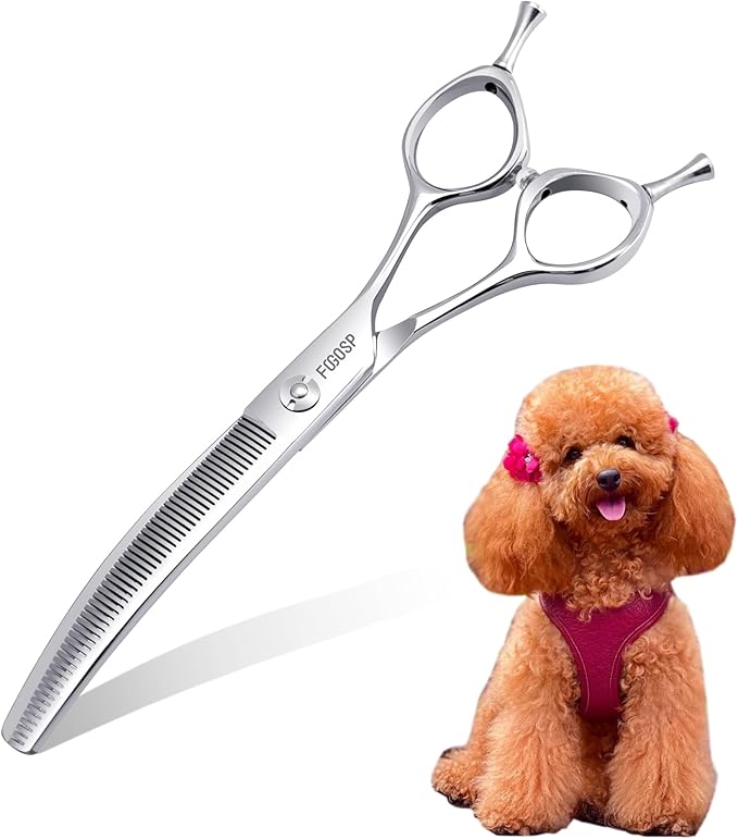 Curved Thinning Shears for Dogs Grooming 6.5'' Multipurpose Professional Pet Curved Blender Scissors for Small Dog Grooming 35% Thinning Rate (6.5 In, Curved Thinners)