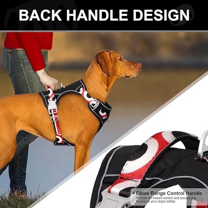 No Pull Dog Harness and Leash Set,Reflective Dog Harness with Easy Control Soft Handle,Adjustable and Comfortable for Easy Walking,Fit Small Medium Large Breed Dogs,Black,S